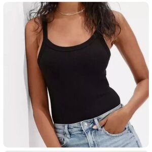 Black low back ribbed tank top body suit